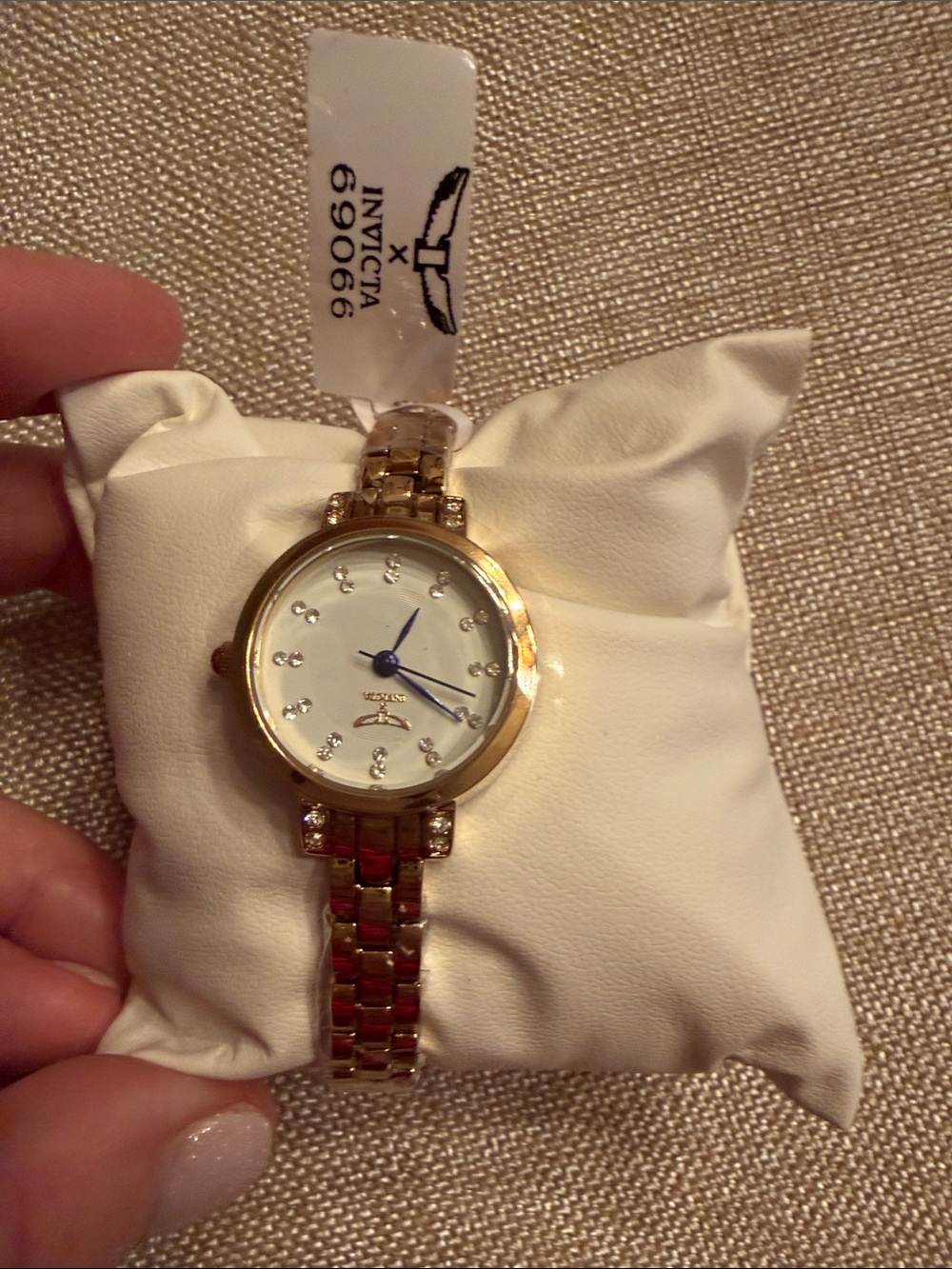 Invicta Gold Tone Bracelet Watch with White Dial and Crystal Markers